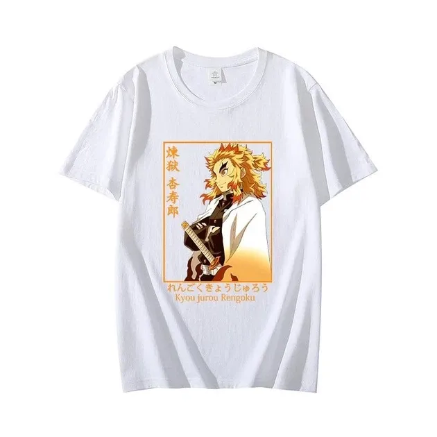 Футболка для хлопчика з аніме принтом Клинок, що розсікає демонів / Ренгоку оверсайз (зріст від 165 до 180) Білий AnimeT1004m Дніпро - фото 1