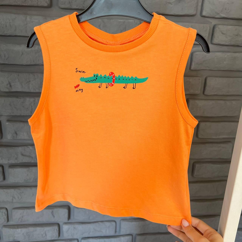 Дитяча Літня Майка з Принтом Крокодила для Хлопчика LC Waikiki Помаранчева 12-18 міс (80-86см) Київ - фото 2