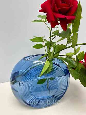 Ваза скляна 19*10*16 см "Марок" синє товсте скло Київ