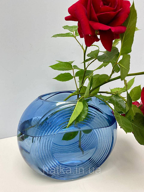 Ваза скляна 19*10*16 см "Марок" синє товсте скло Київ - фото 3