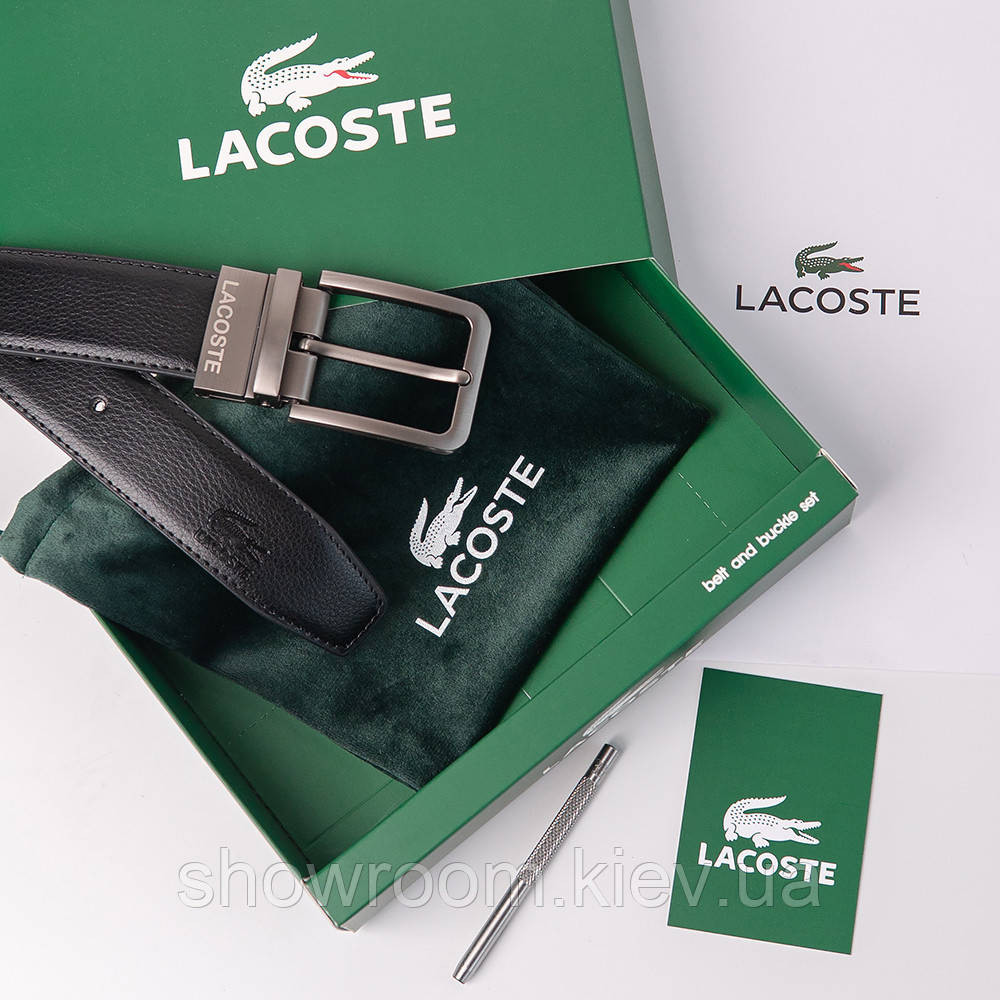 Двосторонній шкіряний ремінь з натуральної шкіри Lacoste (985) Київ - фото 2