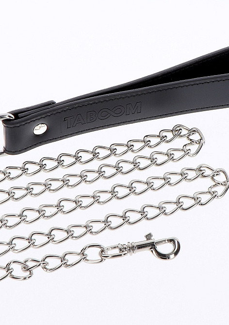 Повідець з карабіном та чорною петлею Taboom Luxury Bondage Essentials Chain Leash, сріблястий Sex Aura Київ - фото 4