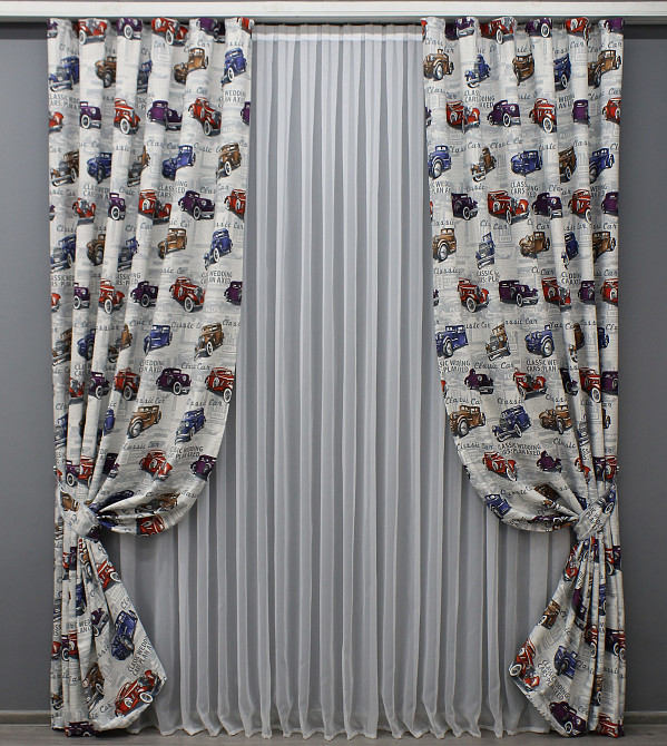 Шторна тканина, з різнокольоровим принтом "Classic Car" колір різнокольоровий 1499ш Київ - фото 7