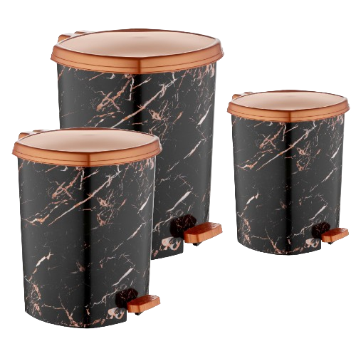 DECOR набір відер для сміття 3шт (6л+11л+20л) (x129 чорний мармур) Житомир - фото 1