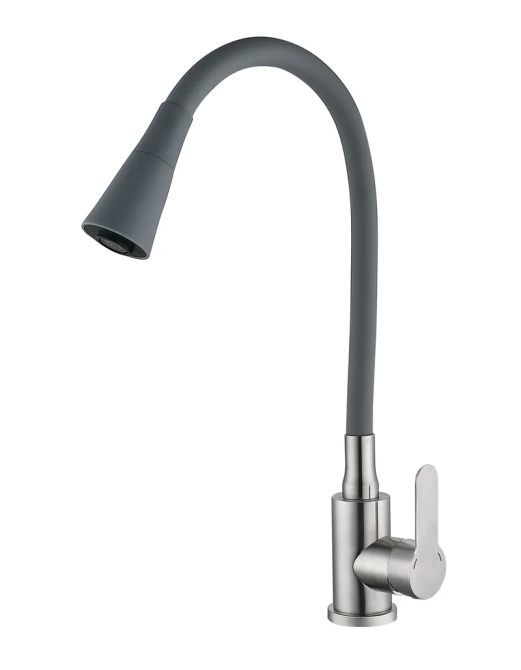 Кухонний змішувач Mixxus DAX-011 REFL.Gray із силіконовим виливом MI6560 Харків - фото 1