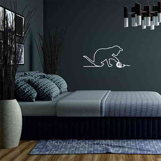 Декоративное настенное 3D Панно «Кот» Декор на стену с объемом 70*35 см, Белый Киев