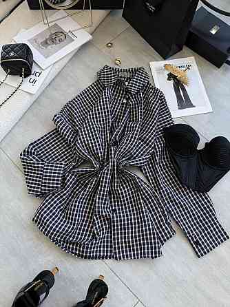 Женская оверсайз рубашка в мелкую клетку костюмный тиар Одесса