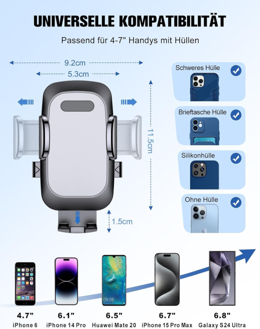 Автомобильный держатель Mohard X126 для телефона 4–7
