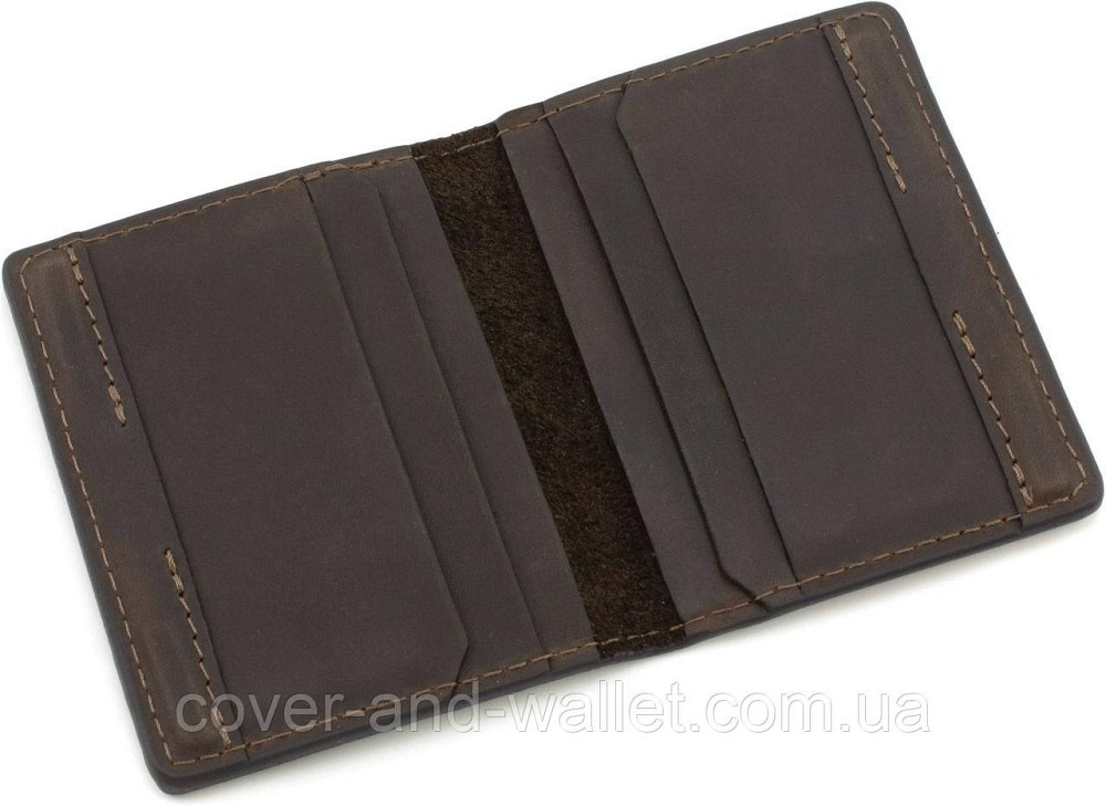 Маленька шкіряна обкладинка кредитниця під автодокументи на магнітах Grande Pelle 224420 Київ - фото 6