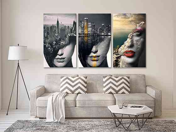 Модульная картина в гостиную / спальню  Лице Art-638_3_А 70x130 см Киев