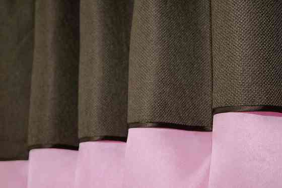 Кухонні штори VR-Textil № 073к з ламбрекеном і підхватами рожевий із коричневим 270х170 см (52-0290) Київ