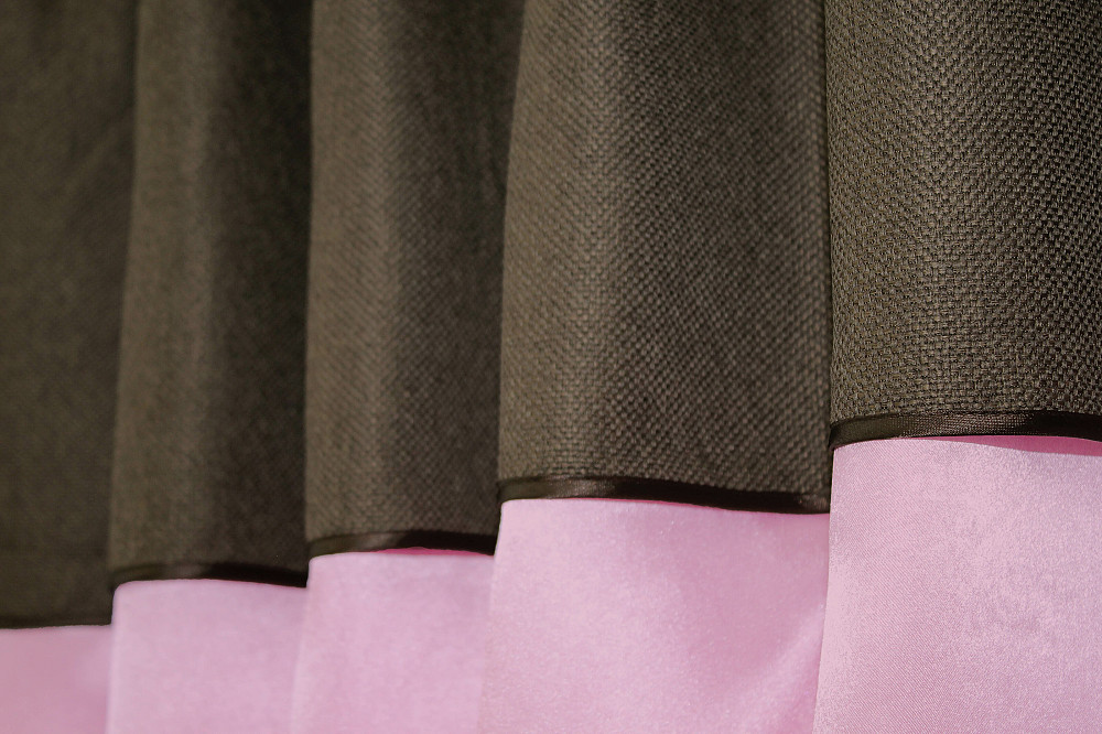 Кухонные шторы VR-Textil № 073к с ламбрекеном и подхватами розовый с коричневым 270х170 см (52-0290) Киев - изображение 5