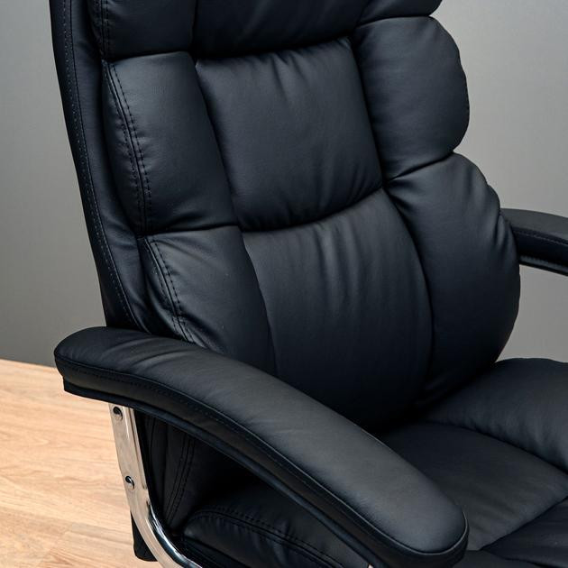 Офісне крісло керівника ManhattanDesign Хром MultiBlock М-3 Екошкіра Люкс Black (Прогумовані колеса) Днепр - изображение 7