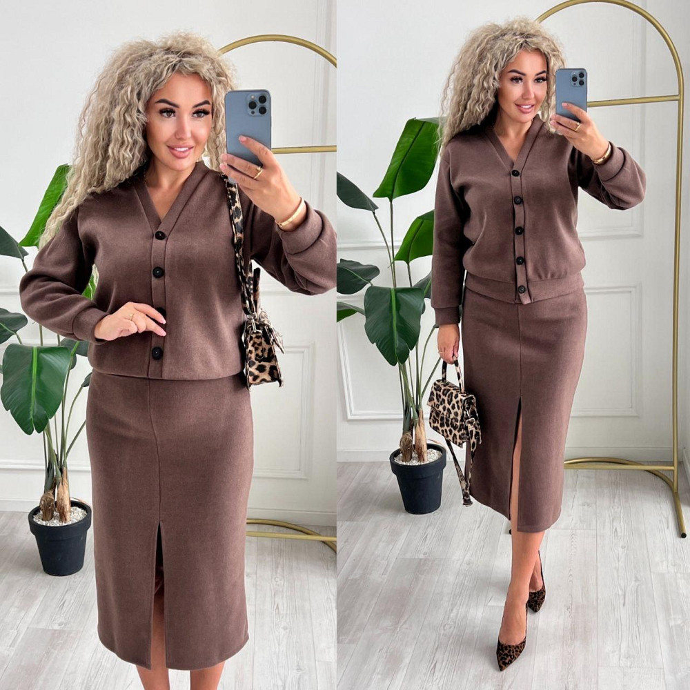 Женский невероятный костюм кардиган+юбка ангора вязка на трикотаже Шоколад, 40/42 Одесса - изображение 8