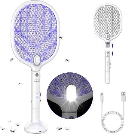 Електрична мухобійка акумуляторна пастка для знищення комах, мух, комарів 4000 В з LED-підсвіткою для дому та вулиці 1800 мАг Київ