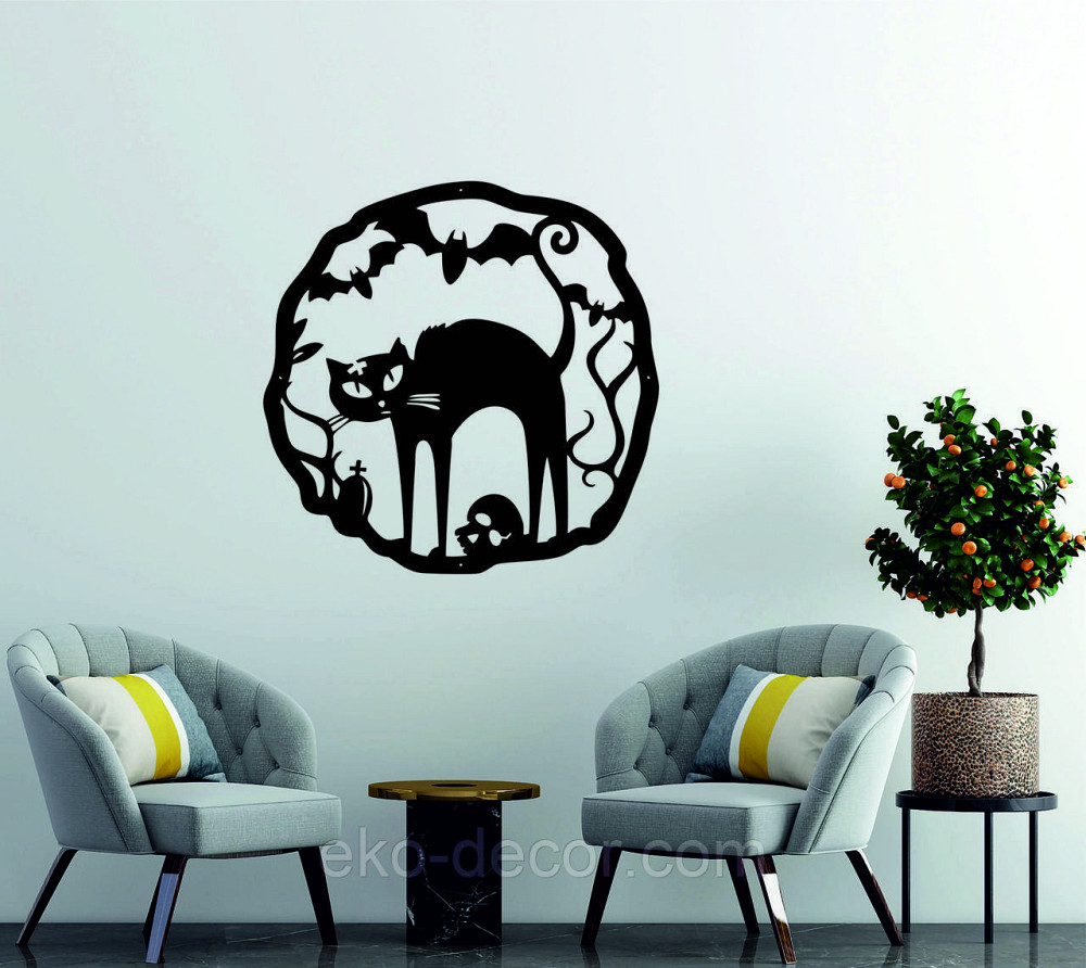 Декоративное настенное 3D Панно «Хэллоуин», Декор на стену с объемом 70*70 см, Черный Киев - изображение 4