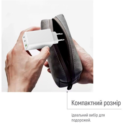 Зарядний пристрій ColorWay C101B GaN Mini 100W PD PPS 2xUSB-C + USB-A white (CW-CHS061PD-WT) Вінниця - фото 6