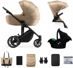 Детская коляска Kinderkraft Wózek Dziecięcy Prime 2 Mink Pro Sand Różowy Beżow Głęboko Spacerowy + Fotelik Киев