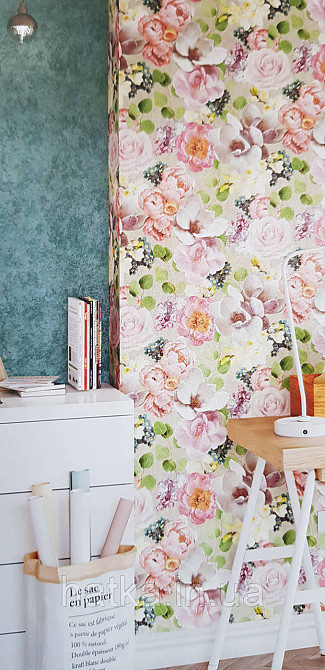 Обои виниловые на флизелине горячего тиснения Sintra Atmosphere цветы розы красные сиреневые серые 512234 Киев - изображение 2