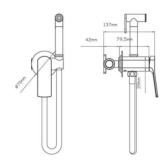 Гигиенический набор со смесителем скрытого монтажа Qtap Slavonice округлый QTSLA262CRM45915 Chrome Киев