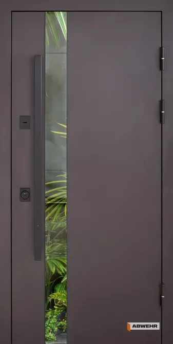 Двері вуличні, модель 506 Nordi Glass RAL 8019Т/ВСМ мдф+словнова кістка супермат З ТЕРМОРОЗРИВОМ Київ - фото 1