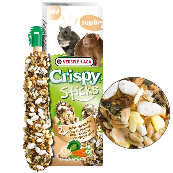 Versele-Laga Crispy Sticks Rice & Vegetables ВЕРСЕЛЕ-ЛАГА КРИСПИ РИС С ОВОЩАМИ лакомство для хомяков, крыс, мышей Киев - изображение 1