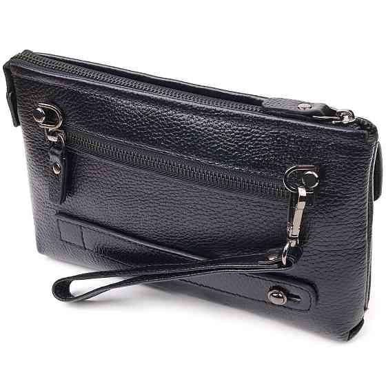 Чоловічий стильний клатч із натуральної шкіри CANPELLINI 21551 Чорний Київ