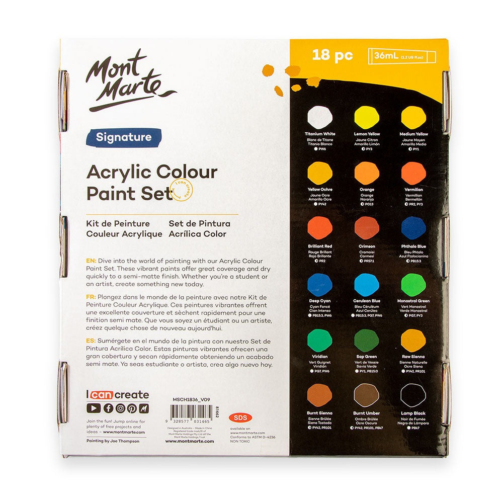 Краски акриловые для рисования Mont Marte Acrylic Colour Paint Set Signature 18pc x 36ml Разные цвета Каменец-Подольский - изображение 2