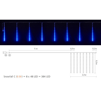 Гірлянда Delux Snowfall C 384LED 8х0.5 м IP44 EN Синя/Прозора (90017980) Вінниця - фото 2