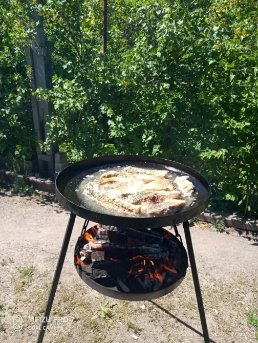 Сковорода + підставка для розведення вогню З КРИШКОЮ 50 СМ (садж) на ніжках 100 СМ розбірні СЗК-02 Київ - фото 5