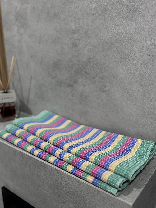 Укртекс Набір кухонних рушників вафельних Укртекс 3 шт 35х50 см різнокольорова смужка Киев - изображение 5