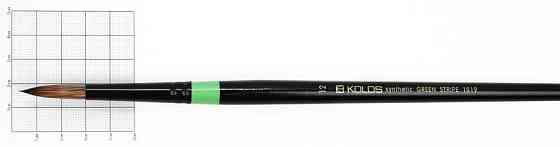 Пензель синтетика кругла Green stripe 1019 №12 довга ручка KOLOS Київ