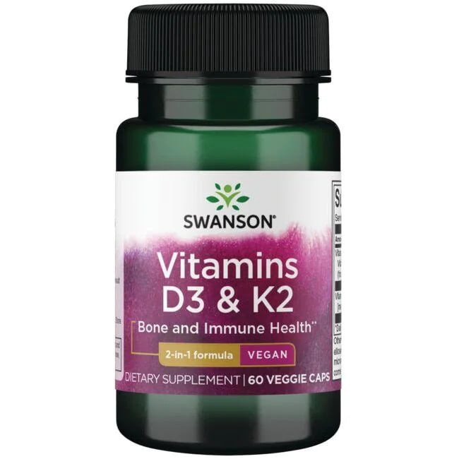 Витамин D3 & K2 Swanson Vitamins D3 & K2, 60 Veggie Caps Луцк - изображение 1