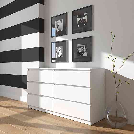 Комод VAYS R-7 Білий, 6 шухляд без ручок, ЛДСП, 140×40×75 см– для дому, офісу, вітальні, спальні Львів