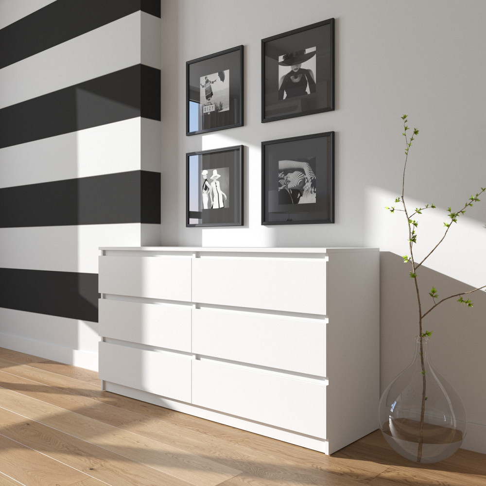 Комод VAYS R-7 Білий, 6 шухляд без ручок, ЛДСП, 140×40×75 см– для дому, офісу, вітальні, спальні Львів - фото 1