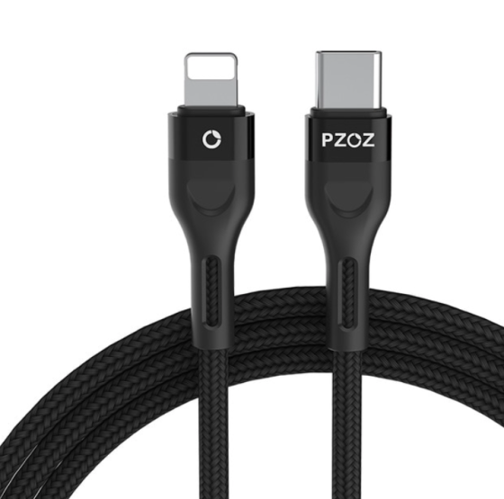 Кабель Type C-Lightning PZOZ PD 1м Black Киев