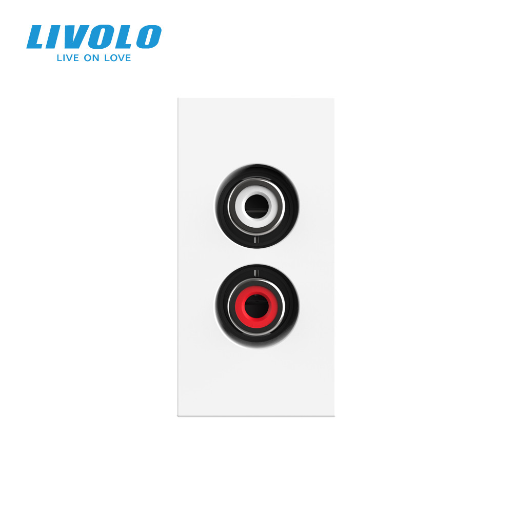 LIVOLO Аудіо розетка RCA (тюльпан) LIVOLO, біла, модуль 0.5 поста, для колонок / підсилювача (V Коломия - фото 4