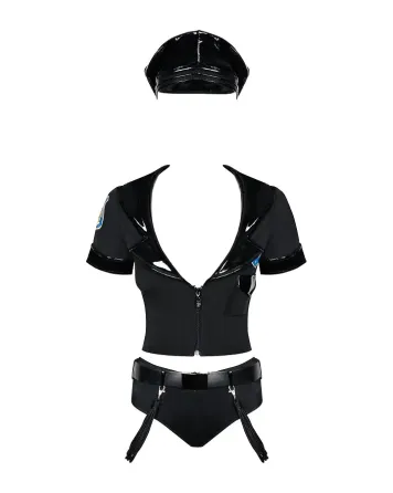 Еротичний костюм поліцейського Obsessive Police set S/M, black, топ, шорти, кепка, пояс, портупея Львів