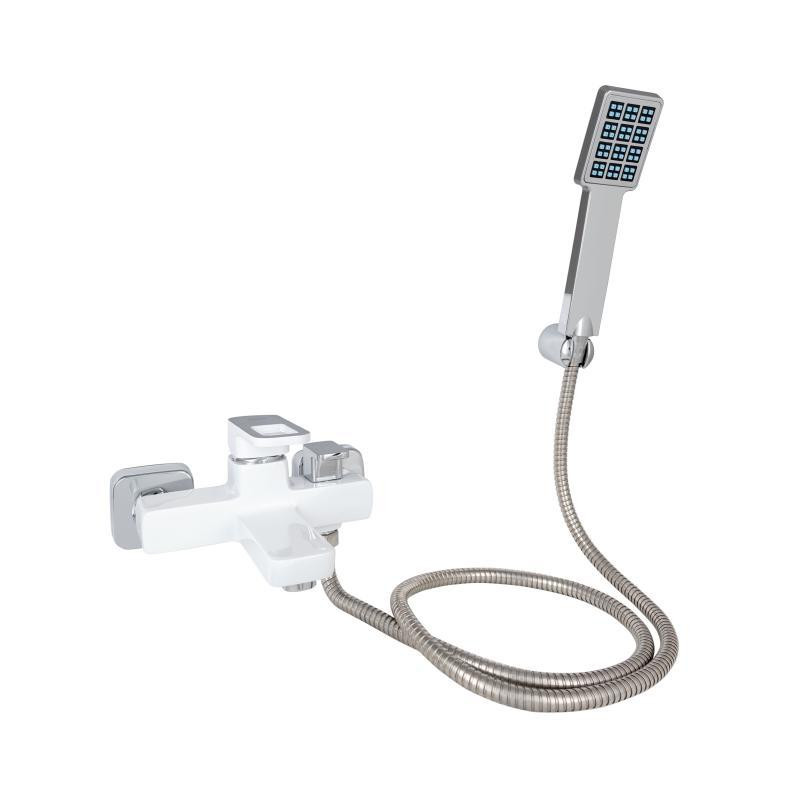 Змішувач для ванни Lidz Wawel 006 з душовим гарнітуром білий/хром Київ - фото 1