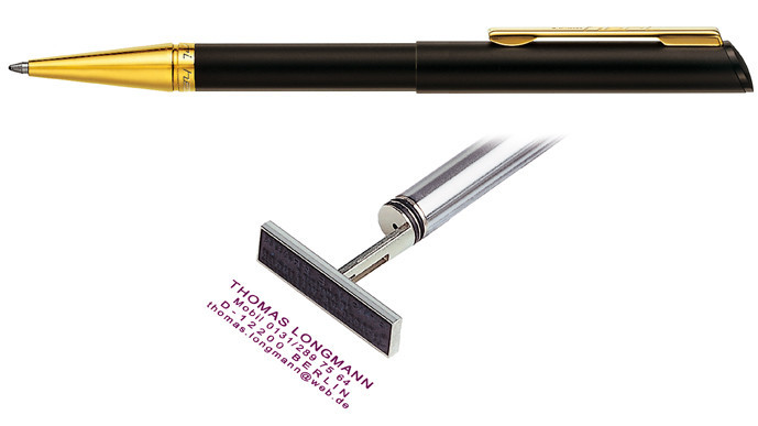 Ручка,  чорний корпус з позолоченим наконечником (флеш) Киев - изображение 1