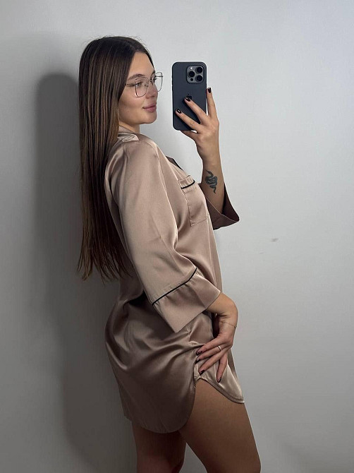 Женская ночная рубашка удлиненная шелковая S Бежевый Харьков - изображение 3