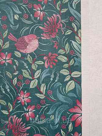 Шпалери вінілові на флізеліні A.S.Creation Maison charme 0.53x10 квіти листя птиці бордові зелені бірюзові Київ