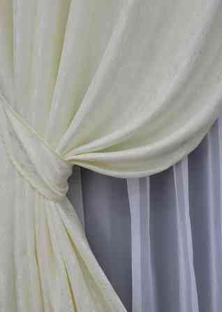 Комплект готових штор VR-Textil Льон мармур Pavliani № 1172ш Кремовий 120х270 см 2 шт (39-220) Київ