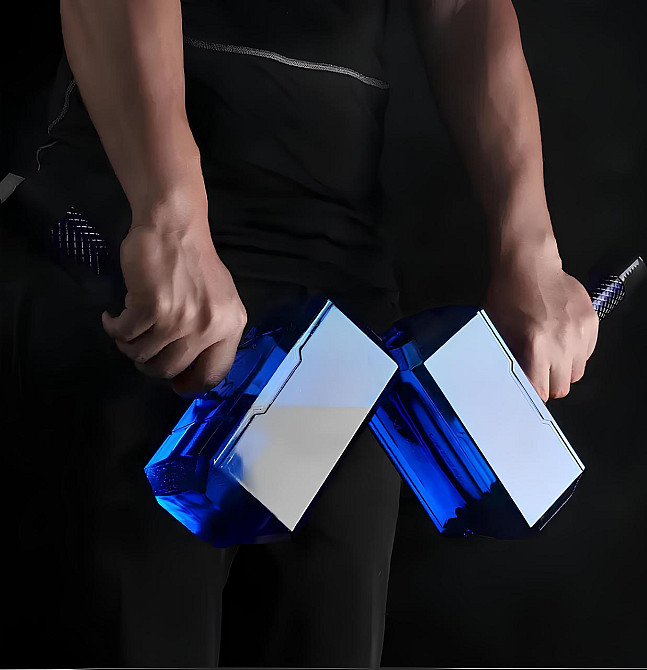 Пляшка для води RESTEQ у формі Молота Тора Mjolnir об’ємом 1.7 літра синього кольору — спортивна пляшка Marvel для фітнесу, Київ - фото 8