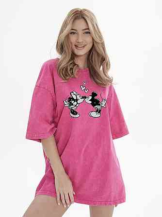 Футболка оверсайз винтаж с принтом Розовый с рисунками Харьков