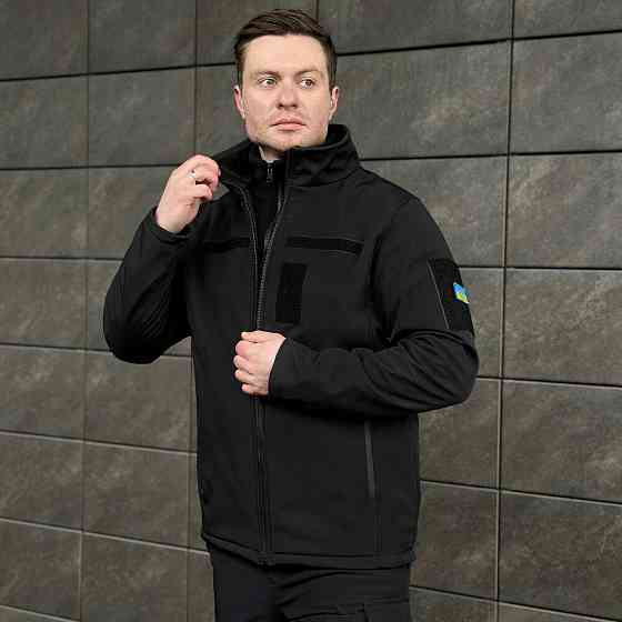 Военная мужская черная демисезонная куртка Pobedov Shadow с липучками 3XL Киев