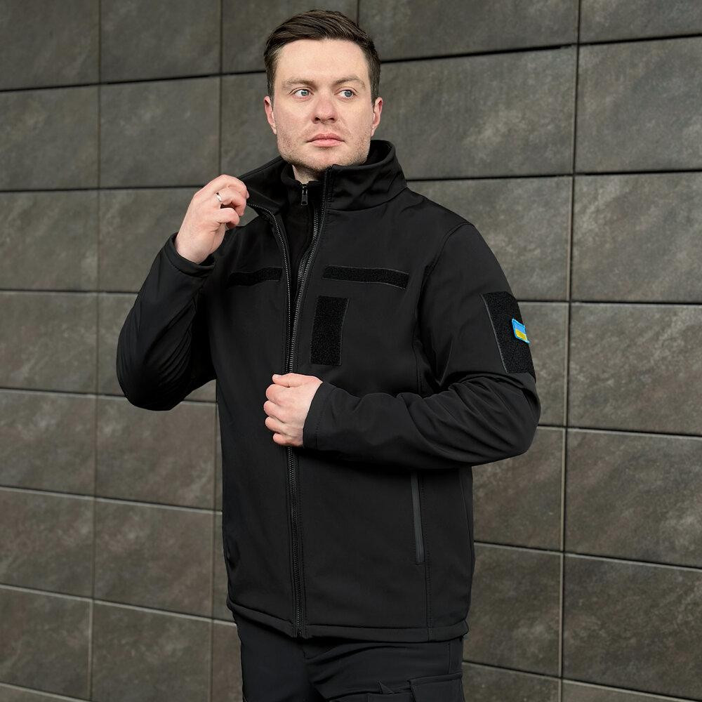 Военная мужская черная демисезонная куртка Pobedov Shadow с липучками 3XL Киев - изображение 4