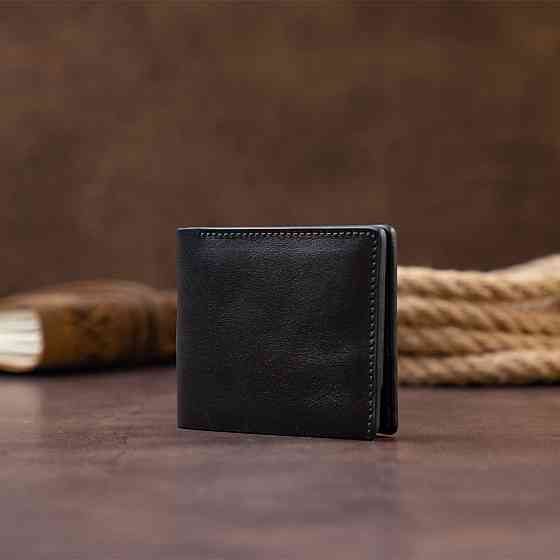 Портмоне вертикальное с круглым магнитом на два отделения GRANDE PELLE 11306 Черное Киев