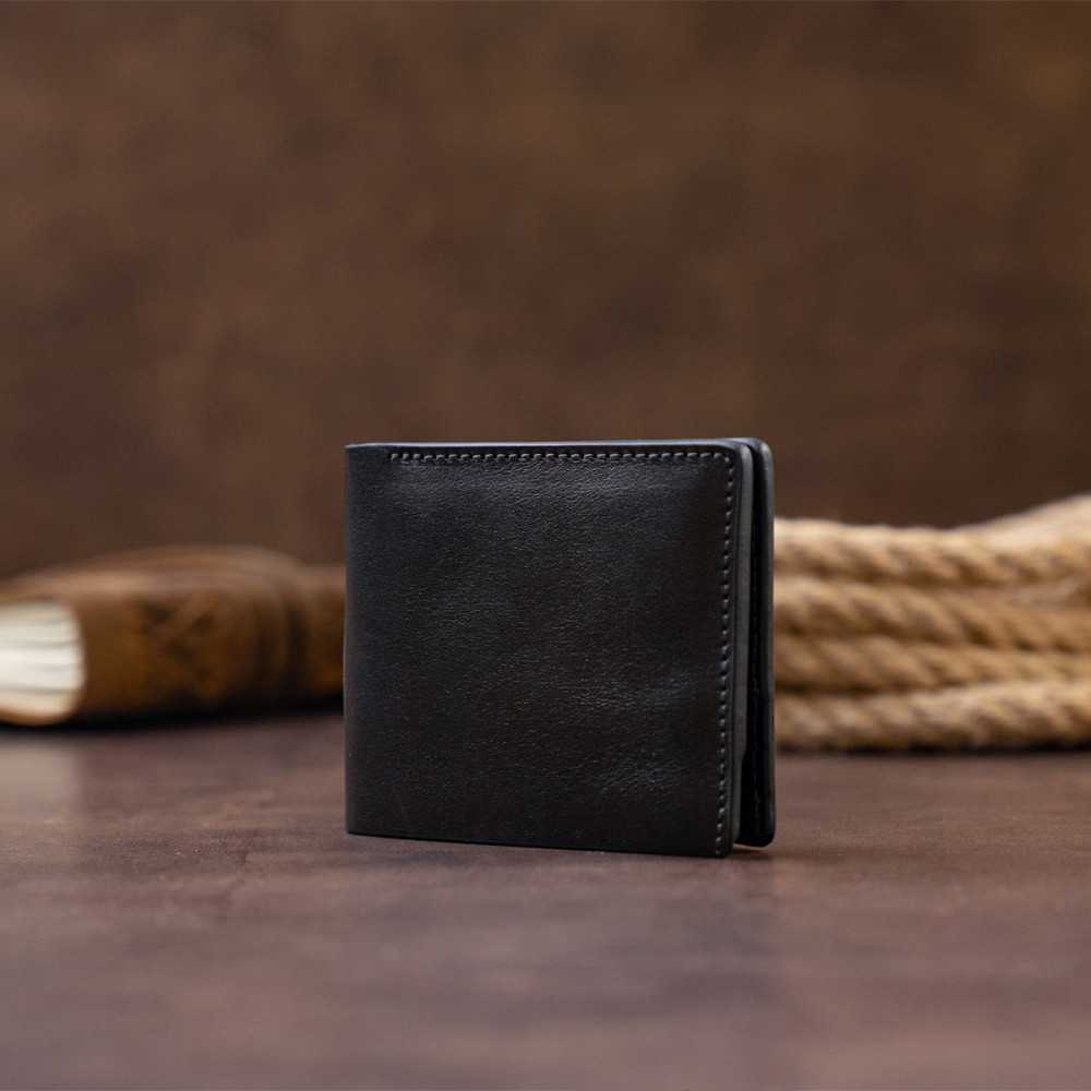 Портмоне вертикальное с круглым магнитом на два отделения GRANDE PELLE 11306 Черное Киев - изображение 4