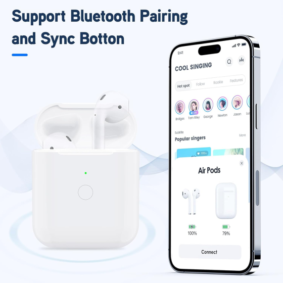 Уценка Сменный кейс для Airpods беспроводной зарядный чехол, совместимый с Air Pods 1-го и 2-го поколения, 450 мАч, Bluetooth Киев